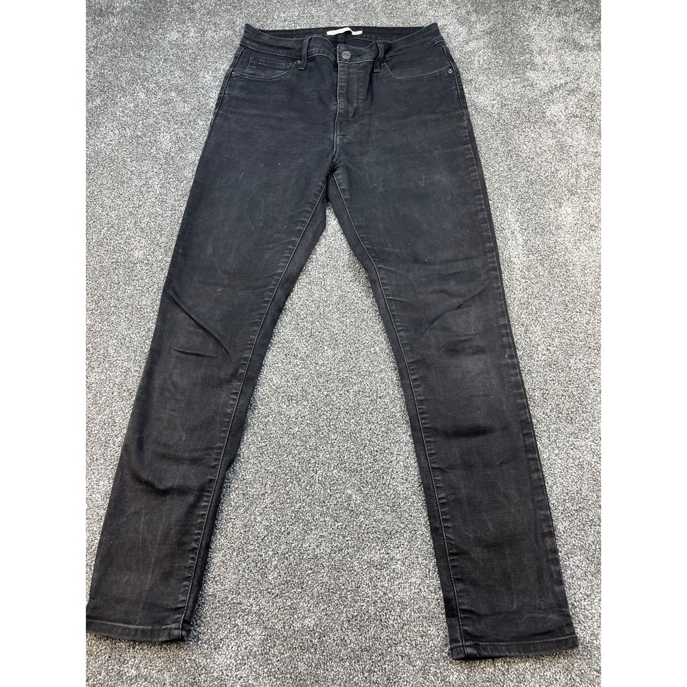 Levis 721 High Rise Skinny Jeans Women's W29 L27 Black Denim Faded Stretch Pants